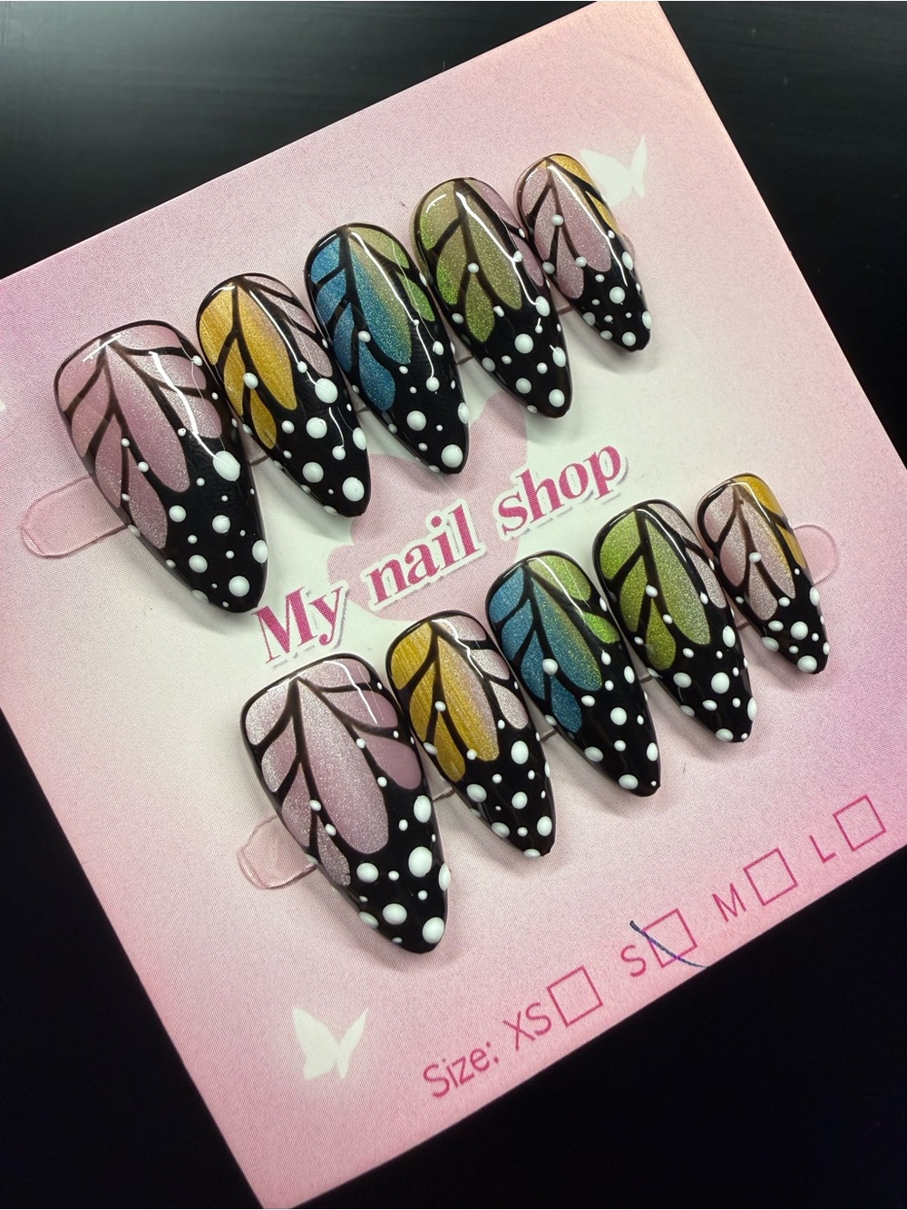 Multi-Color Butterfly Wing Press-On Nail Set - Small